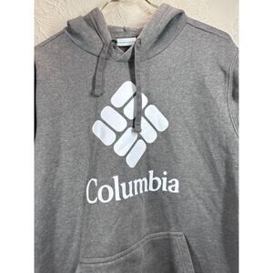 Columbia Mens Heavy Cotton Charcoal‎ Gray Logo Hoodie Sweatshirt Size Medium